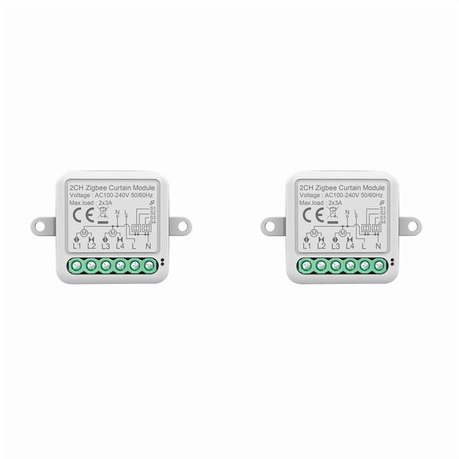 2X Tuya Zigbee Smart Curtain Switch Module 2CH Intelligent Circuit Breaker Support APP Remote Control for Curtain Switch,2 x Curtain Switch Module,White