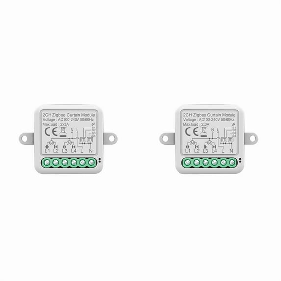 2X Tuya Zigbee Smart Curtain Switch Module 2CH Intelligent Circuit Breaker Support APP Remote Control for Curtain Switch,2 x Curtain Switch Module,White
