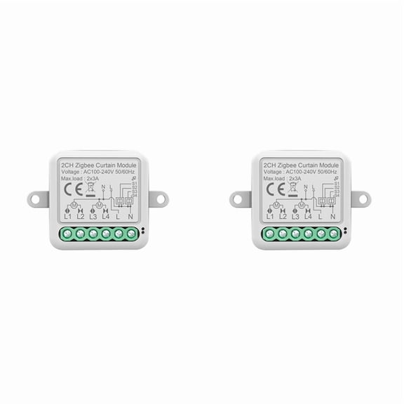 2X Tuya Zigbee Smart Curtain Switch Module 2CH Intelligent Circuit Breaker Support APP Remote Control for Curtain Switch,2 x Curtain Switch Module,White