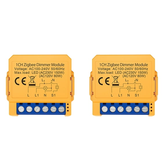 2X Tuya Zigbee Smart Dimmers Switch Module 1CH Control LED Lights Dimmable Switch Stepless Dimming+Voice Control