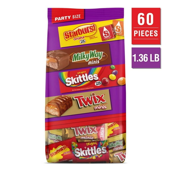 Twix, Skittles, Starburst, Milky Way Variety Candy Assortment, Party Size - 21.82oz Bulk Bag