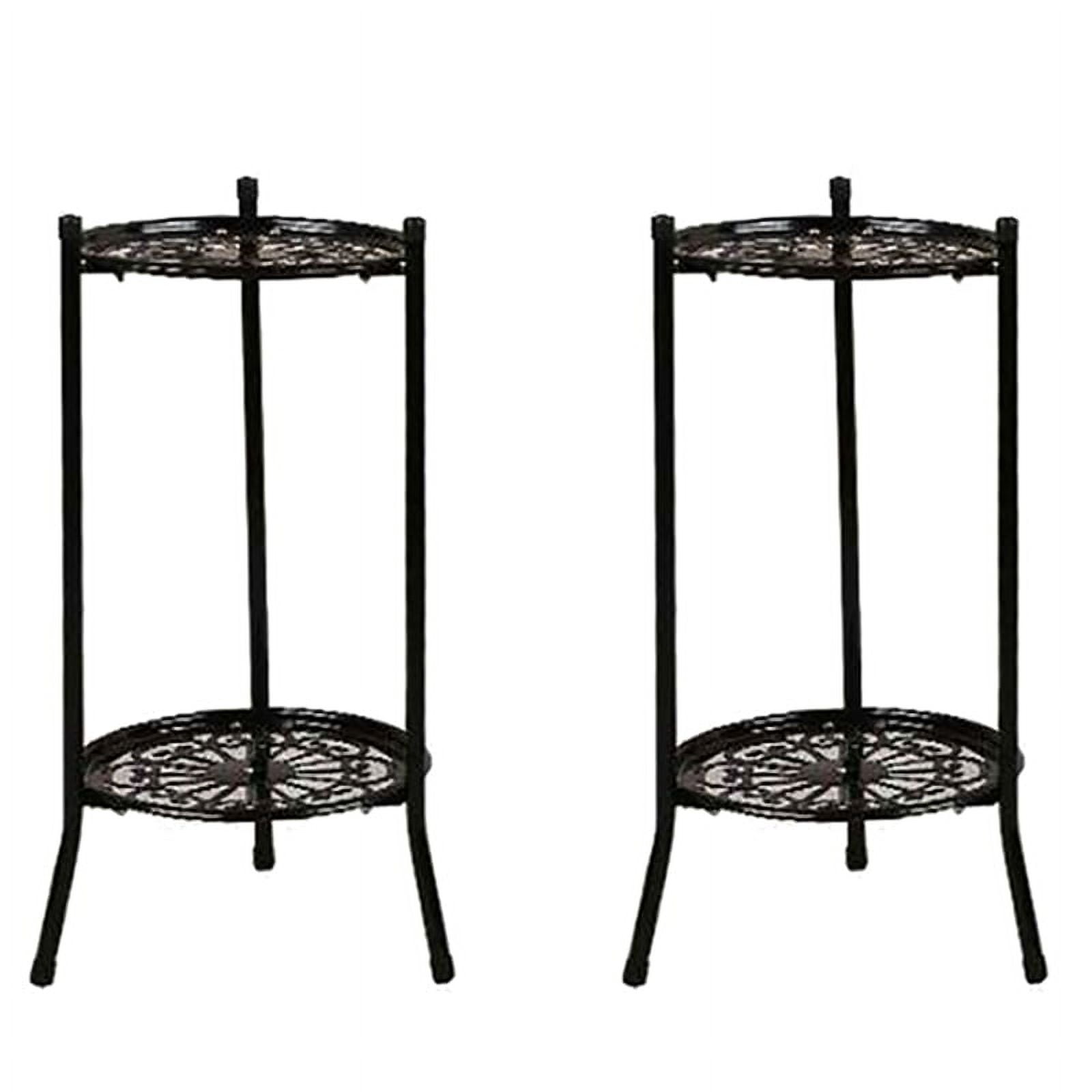 2X TwoLayer Elegant Metal Plant Stand Shelf Potted Plant Holder Modern Tall Plant Pot Stands