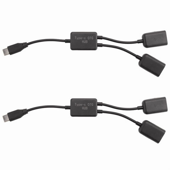 2X Type C OTG USB Male to Dual 2.0 Female OTG Charge 2 Port HUB Cable Y Splitter,2* 2 Port HUB Cable Y Splitter,black