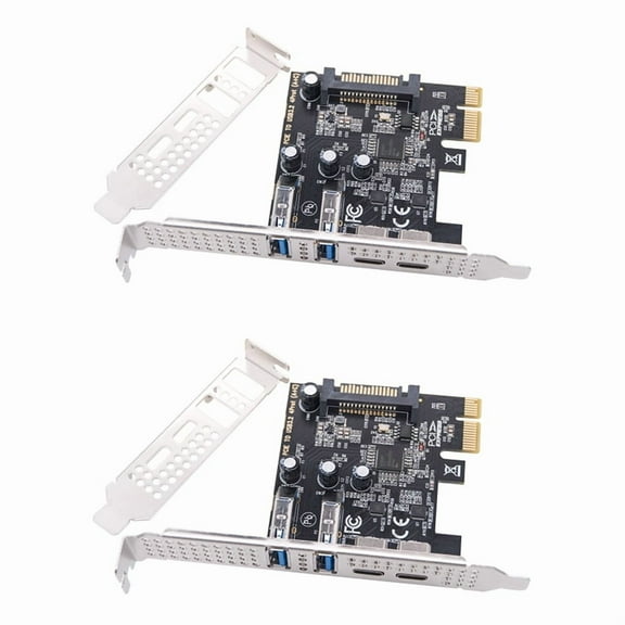 2X Type C USB 3.2 Gen1 5Gbps PCIE Card Adapter PCI Express Board 2xUSB A Port+2xType-C Port/USB3.2 PCI-E Expansion Card,2 x PCI-E Expansion Card Adapter 2 x Low Profile Bracket 2 x Driver CD,Black