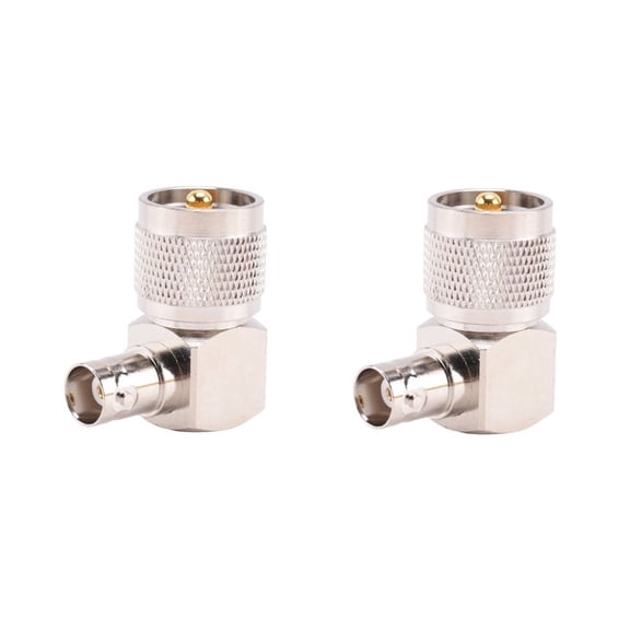 2X UHF PL259 -259 Male to BNC Female Right Angle Adapter Connector,Silver