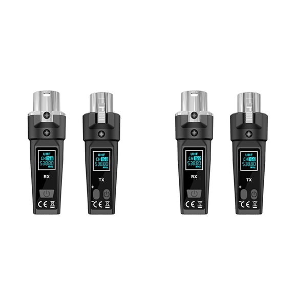 2X UHF Wireless Microphone Converter Adapter XLR Transmitter and Receiver for Dynamic Microphone Guitar Audio Mixer