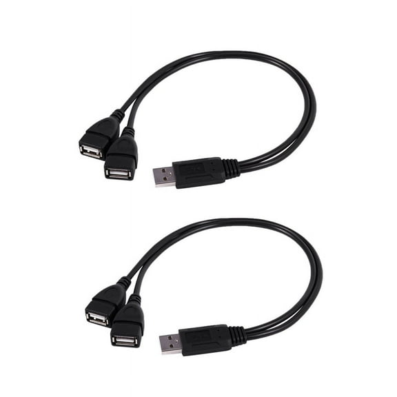 2X USB 2.0 A Male to 2 Dual USB Female Jack Y Splitter Hub Power Cord Adapter Cable