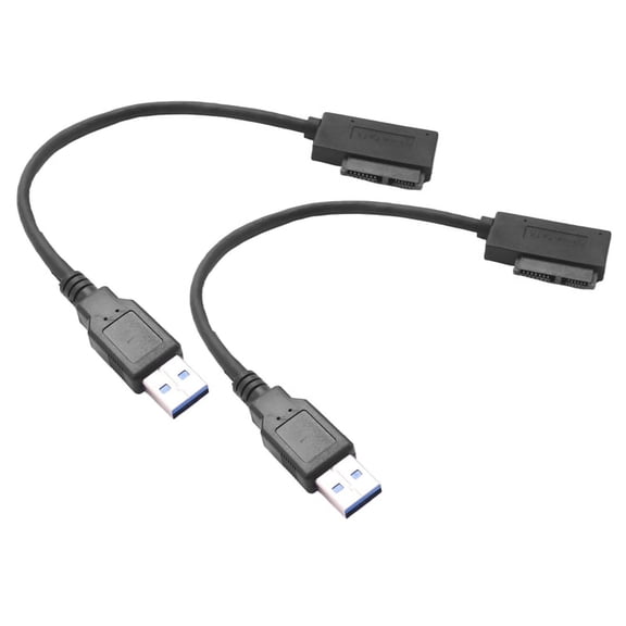 2X USB 3.0 to 7+6 13Pin Slimline Laptop CD/DVD ROM Optical Drive Adapter Cable,2 * USB Extension Cable,black