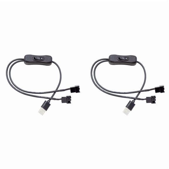 2X USB to 3-Pin / 4-Pin PWM 5V USB Sleeved Fan Power Adapter Cable Case Fan Adapter Connector Cable with on Off Switch,2 x USB to 4 Pin Adapter Converter Cable,Black