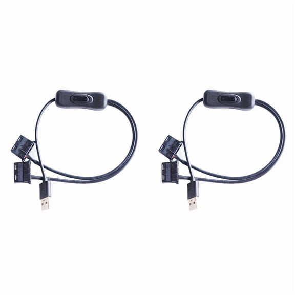 2X USB 5V to Dual 4PIN Molex Fan Adapter Cable with Switch Y Splitter for Computer Chassis Desktop PC Case Cooling