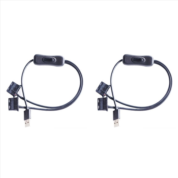 2X USB 5V to Dual 4PIN Molex Fan Adapter Cable with Switch Y Splitter for Computer Chassis Desktop PC Case Cooling,2 x USB to big 4 Pin Adapter Cable,Black