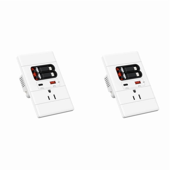 2X USB C Wall Outlet with PD20W USB-C&USB-A&Retractable C/-Cables,Tamper-,15A 125V