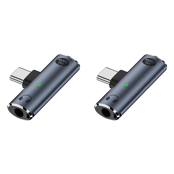 2X USB C to Audio Jack Adapter with 100W Fast Charging,2-in-1 USB C to 3.5mm Female Headphone for Type C Interface,A