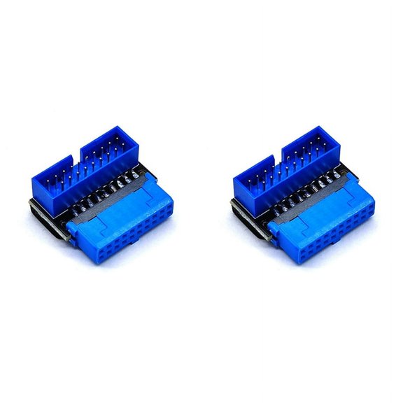 2X USB Header Adapter USB3.2 GEN1 19Pin/20Pin Socket 90 Degree Steering Elbow Converter DIY Desktop Motherboard A