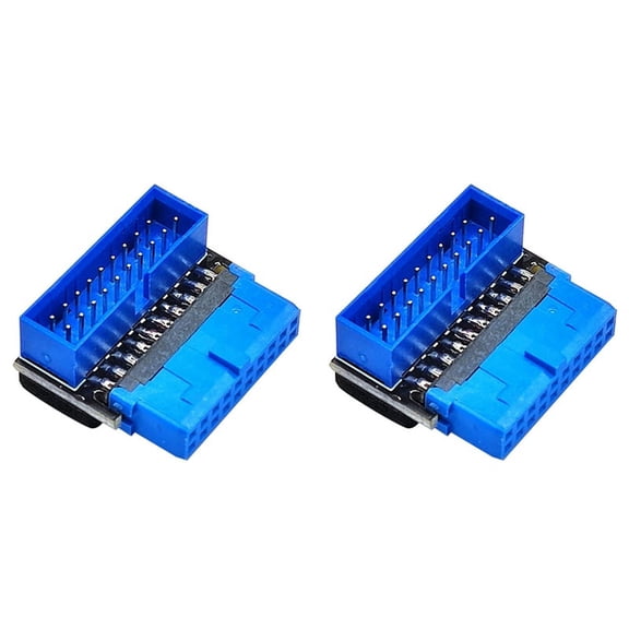 2X USB Header Adapter USB3.2 GEN1 19Pin/20Pin Socket 90 Degree Steering Elbow Converter DIY Desktop Motherboard B