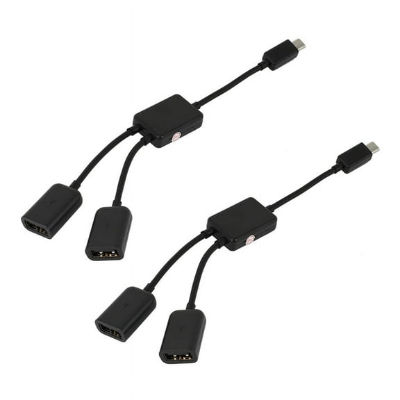 2X -USB Host Cable,-USB Male to 2X Type A Dual USB Female OTG Adapter Converter Hub for Android Tablet Black