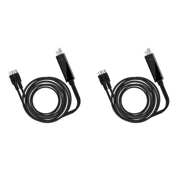 2X USB MIDI Cable Converter USB Interface to In- MIDI Cord for PC Laptop to Piano Keyboard in Music Studio 6.5Ft