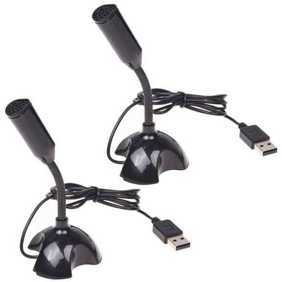 2X USB Microphone Web Flexible Noise Canceling Mic for PC Computer Laptop Stand,2 x USB Microphone,Black