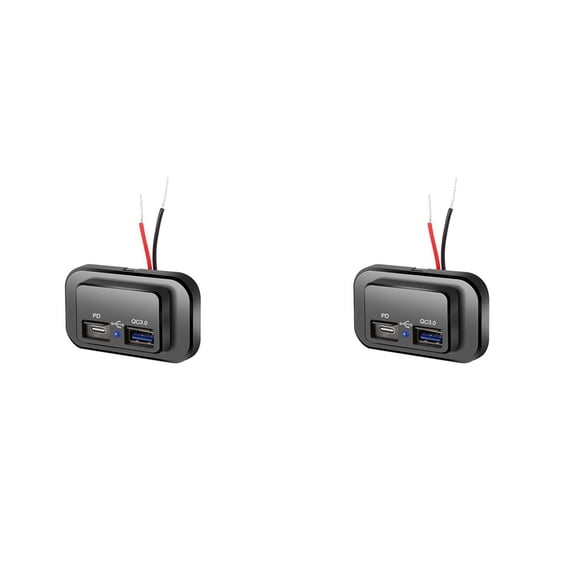 2X USB+PD Car Charger Socket 12V/24V USB Charging Splitter Outlet Power-Adapter for Truck ATV Boat RV