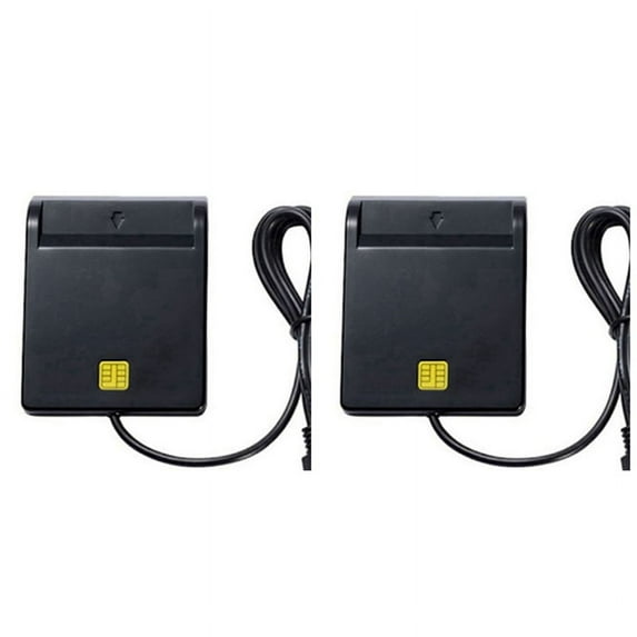 2X USB Smart Card Reader Atm Bank Tax Declaration Ic Card ID Card Smart Card Reader(Black)