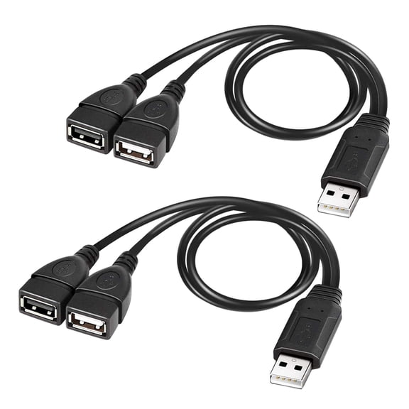 2X USB Splitter Cable, USB 2.0 A Male to Dual USB Female Jack Y Splitter Charger Cable,2 x USB 2.0 A Male to Dual USB Female Jack Y Splitter Charger Cable,Black