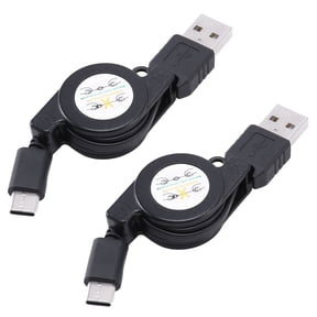 2X USB Type C 3.1 Retractable Cable Charger Charging Type-C USB-C Black