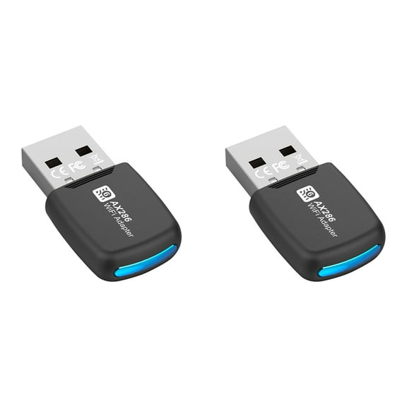 2X USB WIFI 6 Network Card 286Mbps 802.11ax USB Dongle 2.4GHz WiFi Lan Adapter Driver Free for PC Laptop,2 x Wireless Network Card,Black