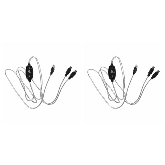 2X USB in-OUT MIDI Cable Converter PC to Music Keyboard Adapter Cord