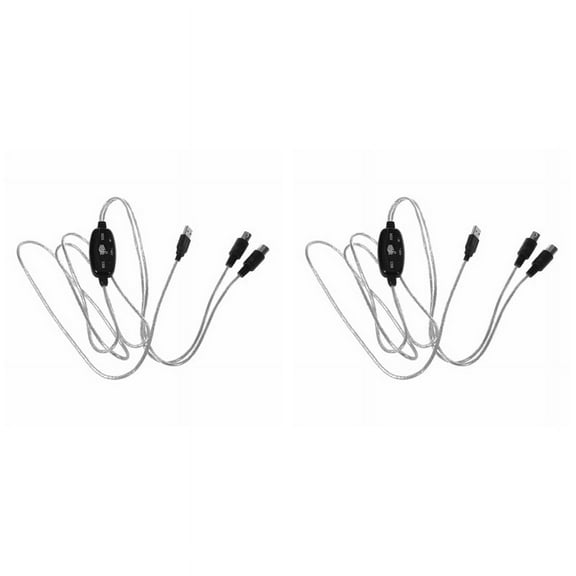 2X USB in-OUT MIDI Cable Converter PC to Music Keyboard Adapter Cord