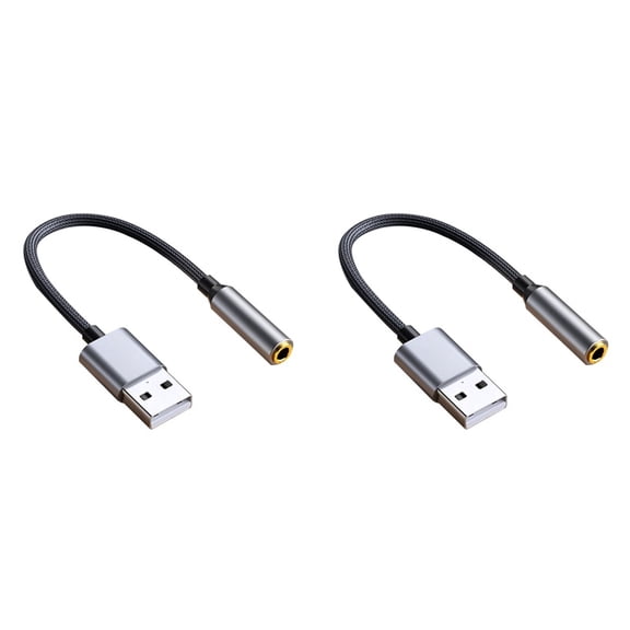 2X USB to 3.5mm Jack Audio Adapter USB to Audio Jack Adapter Headset USB A to 3.5mm Female External Stereo Sound Card B