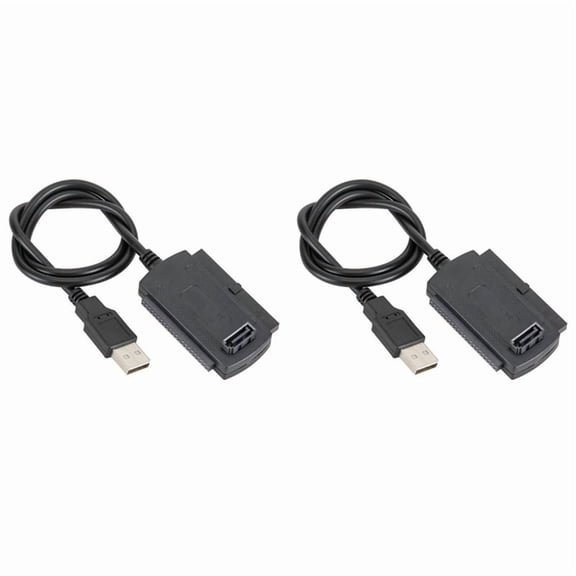 2X USB to IDE Adapter Converter 2.5 3.5 Inch Hard Drive Disk Adapter Cable for PC Laptop Notebook,2 x adapter,Black