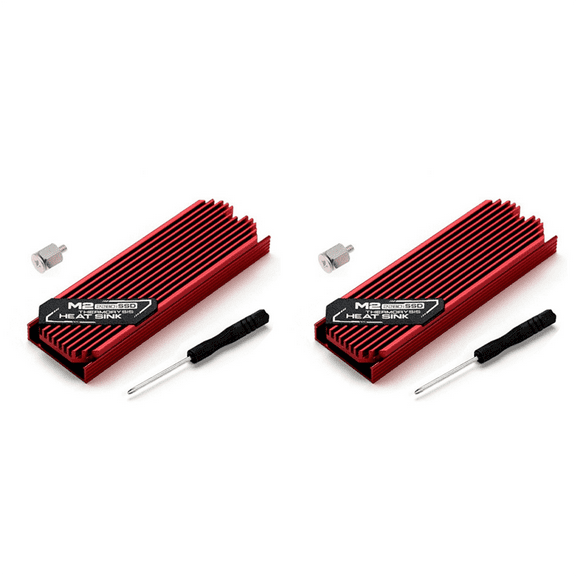2X Ultrathin M.2 SSD Heat Sink M2 2280 Solid State Hard Disk Aluminum Heatsink Cooler Cooling Thermal Pad Red