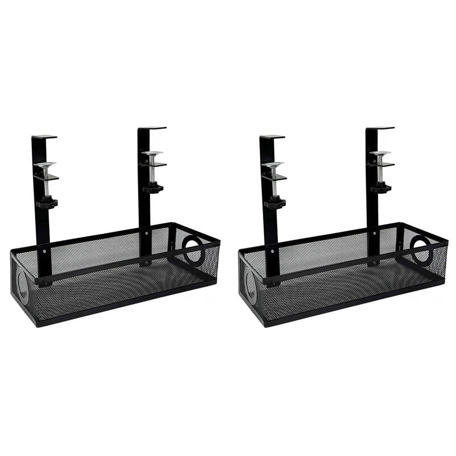 2X Under Desk Cable Management Box Tray Under Desk Wire Management Box Clamp Under Table Cord Management Organizer