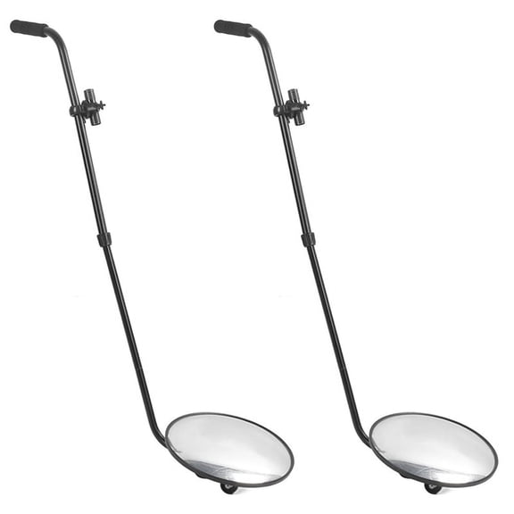 2X Undercarriage Inspection Mirror,Magnifying Under Vehicle Inspection Security Mirror Foldable Adjustable Angle,2 set x car makeup mirror,Black