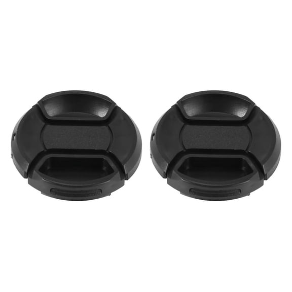 2X Univeral 49mm Center Pinch Front Lens Cap for DSLR Camera,2 x Camera Lens Cap w String,Black