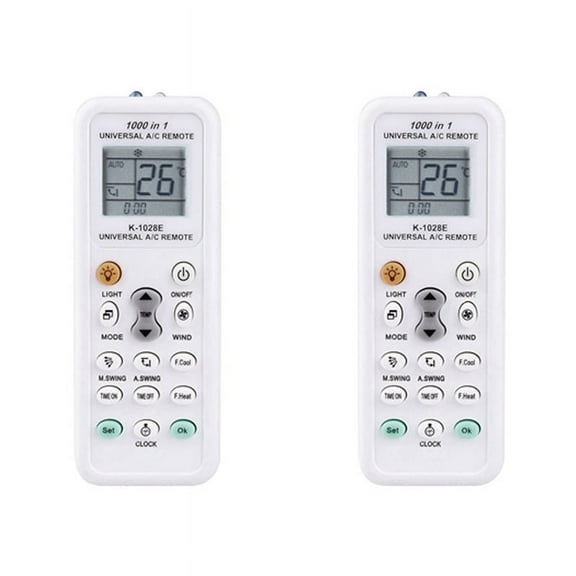 2X Universal 1000 in 1 LCD Low Power Consumption K-1028E Air Condition A/C Remote Control Controller,2 x Remote Controller,White