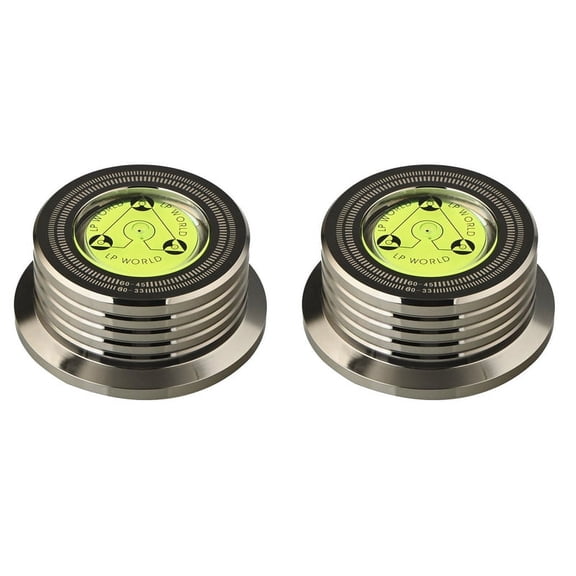 2X Universal 60Hz LP Vinyl Record Player Disc Turntable Stabilizer with Level Aluminum Alloy Weight Clamp Bright Black