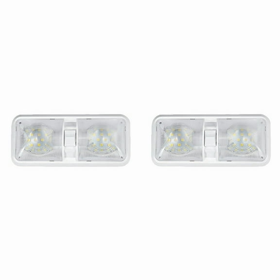 2X Universal Car Ceiling Double Dome Light for Trailer Marine RV 48 LED 12V 520LM Car Light Lamp White Roof Lamp,2 x RV lights,White