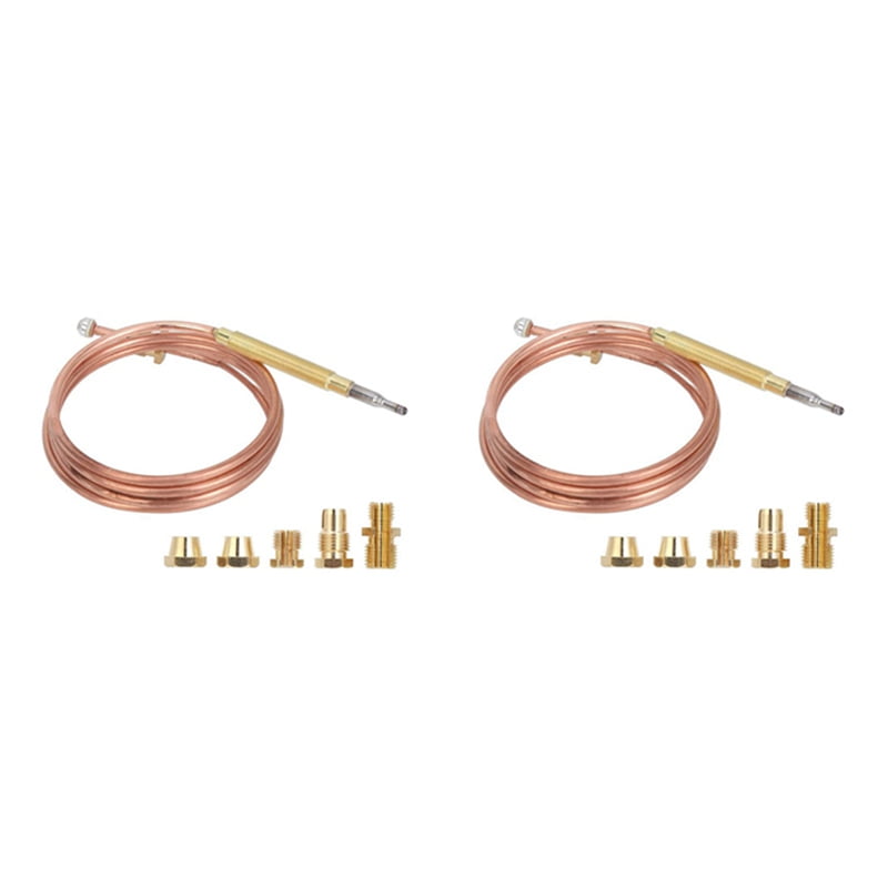 2X Universal Gas Stove Thermocouple with 10Pcs Nuts Heating Gas Burner Replacement Thermocouple