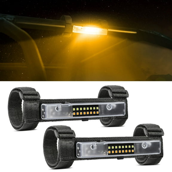 2X Universal Roll Bar Mount LED Work Dome Light Interior For UTV ATV W/Amber US