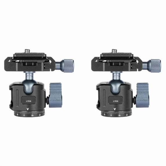 2X Universal Tripod Ball Pan-Tilt Quick Release 360°Ball Pan-Tilt W Arca +Cold Shoe Mount for DSLR Camera Tripod Monitor