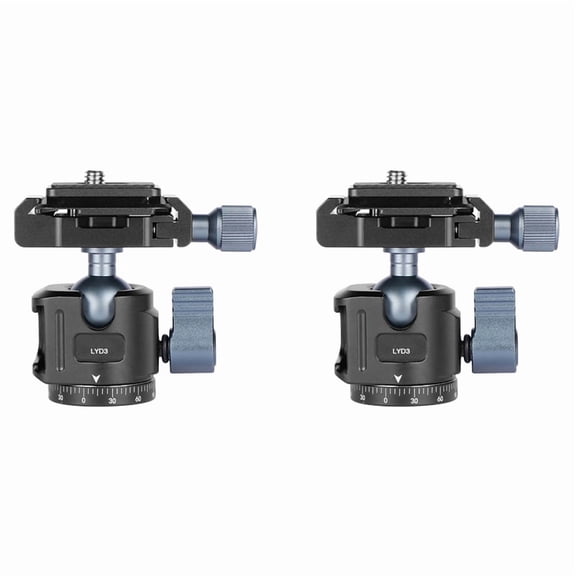 2X Universal Tripod Ball Pan-Tilt Quick Release 360Ball Pan-Tilt W Arca +Cold Shoe Mount for DSLR Camera Tripod Monitor