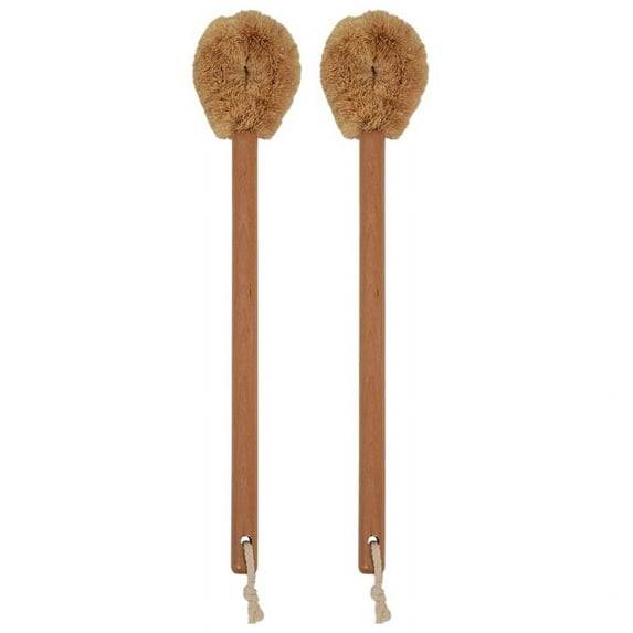 2X Updated Modern Version Toilet Bowl Brush, Natural Coconut Fiber Brush and Beechwood Handle for Bathroom Toilet