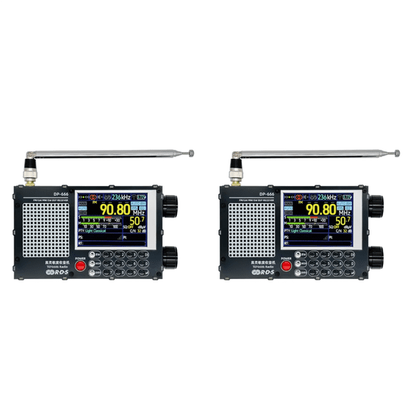 2X Upgrade DP-666 TEF6686 Radio High Sensitivity Full Band Receiver with Antenna Black,2 x Radio Receiver (Different batches may result in different label printing, which will not affect the use)