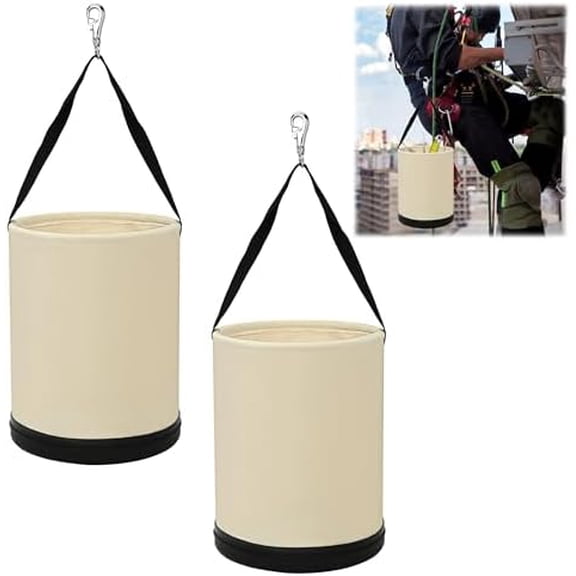 2X Utility Canvas Tool Bucket, 15" x 12" All Purpose Canvas Bucket Bag for Lineman, Truck Tool Organizer with Bottom & Metal Hook for Electrician Construction Sits, Maximum Load Capacity 150 Lb