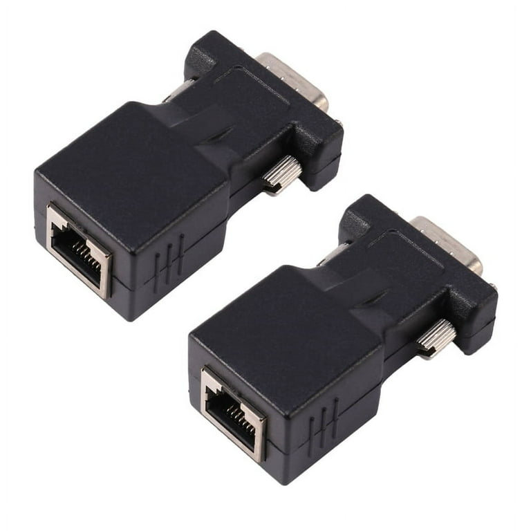 2X VGA Extender Male to LAN CAT5 CAT6 RJ45 Network Cable Adapter
