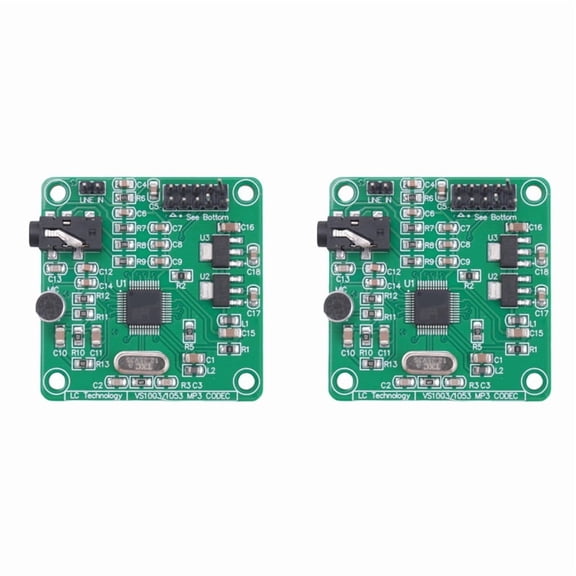 2X VS1053 MP3 Module Development Board with on-Board Recording Function SPI Interface,2 x VS1053 MP3 Module,Green