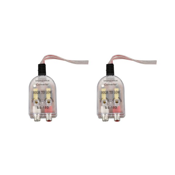 2X Vehicles Auto Car High to Low Impedance Converter Adapter Speaker to Line