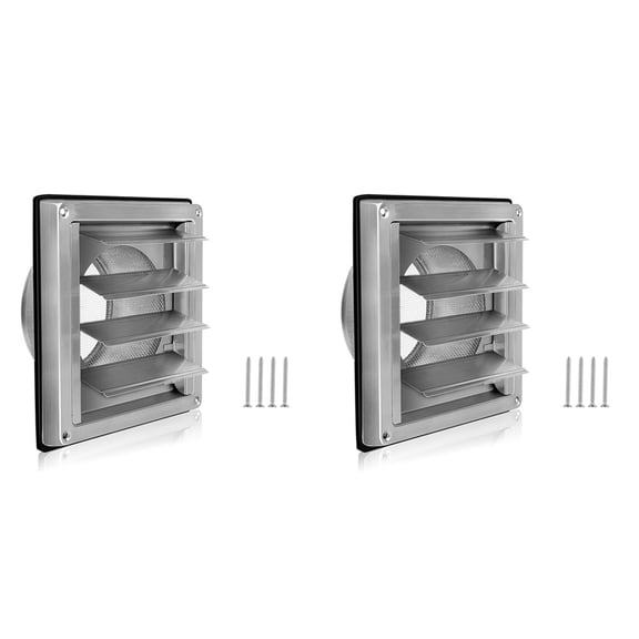 2X Ventilation Grille 150mm Stainless Steel Air Vents Cover, Louvered Grille Cover Vent Flat Ducting Air Vent Wall Inlet