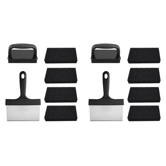 2X Versatility Griddle Cleaning Kit Grill Cleaner Tool Set for Hot or Cold Surfaces Scraper Cleaning Brushes